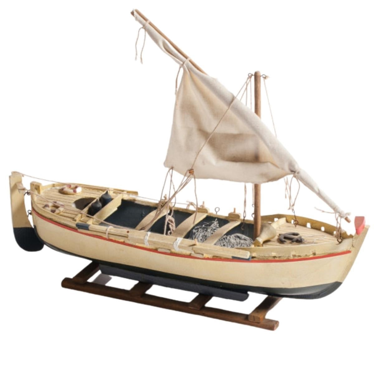 Barca decorativa in legno, 45x20x31 cm