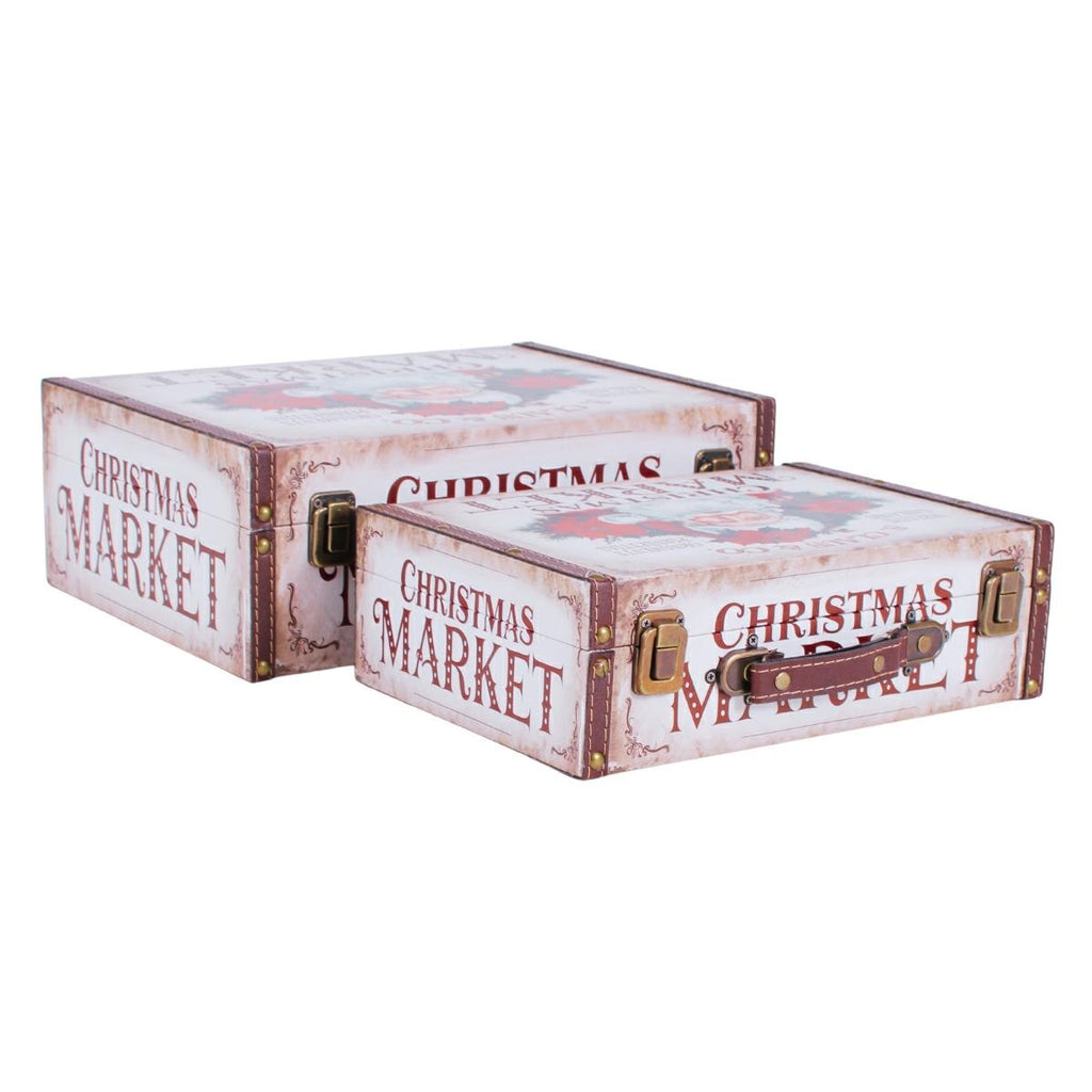 Set di 2 valigie in mdf e PU modello Market, 35x25H12 cm