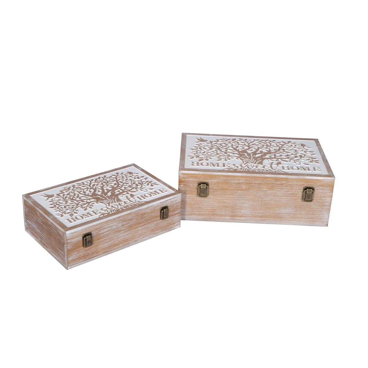 Bauletto in legno intagliato albero, 45x30x16 cm