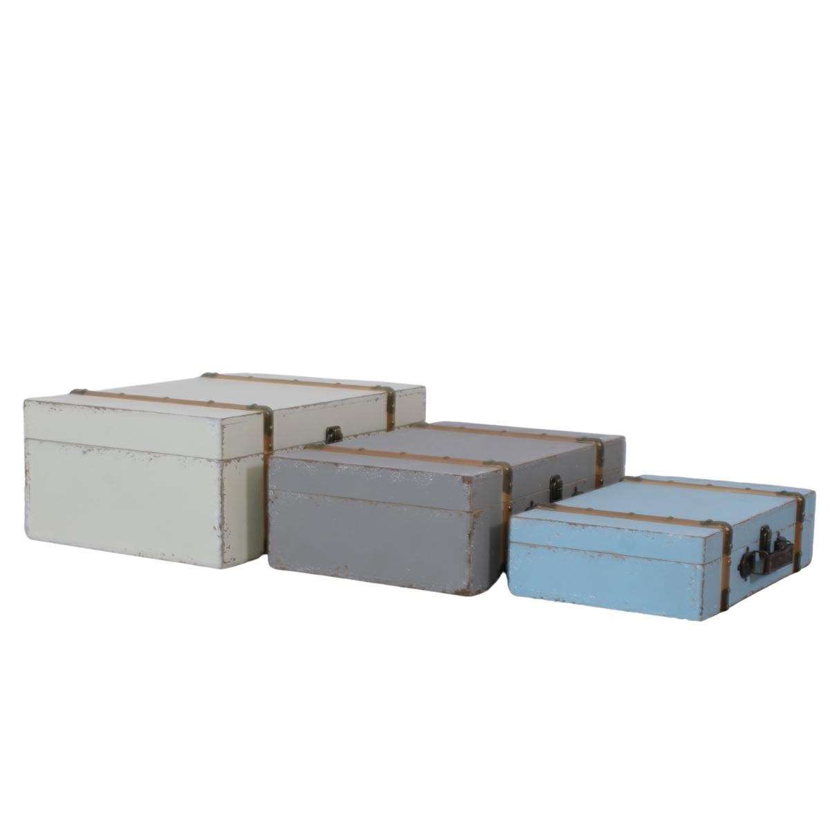 Valigia in legno vintage, 50x35H20 cm, set di 3