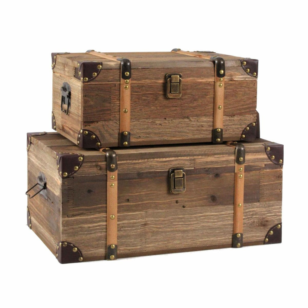 Baule in legno naturale, 45x30x29 cm, set di 2
