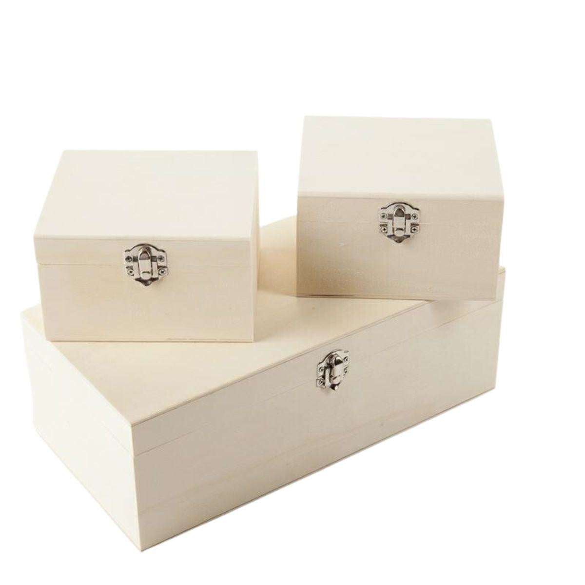 Scatole in legno per decoupage, set da 3 (kit da 3)