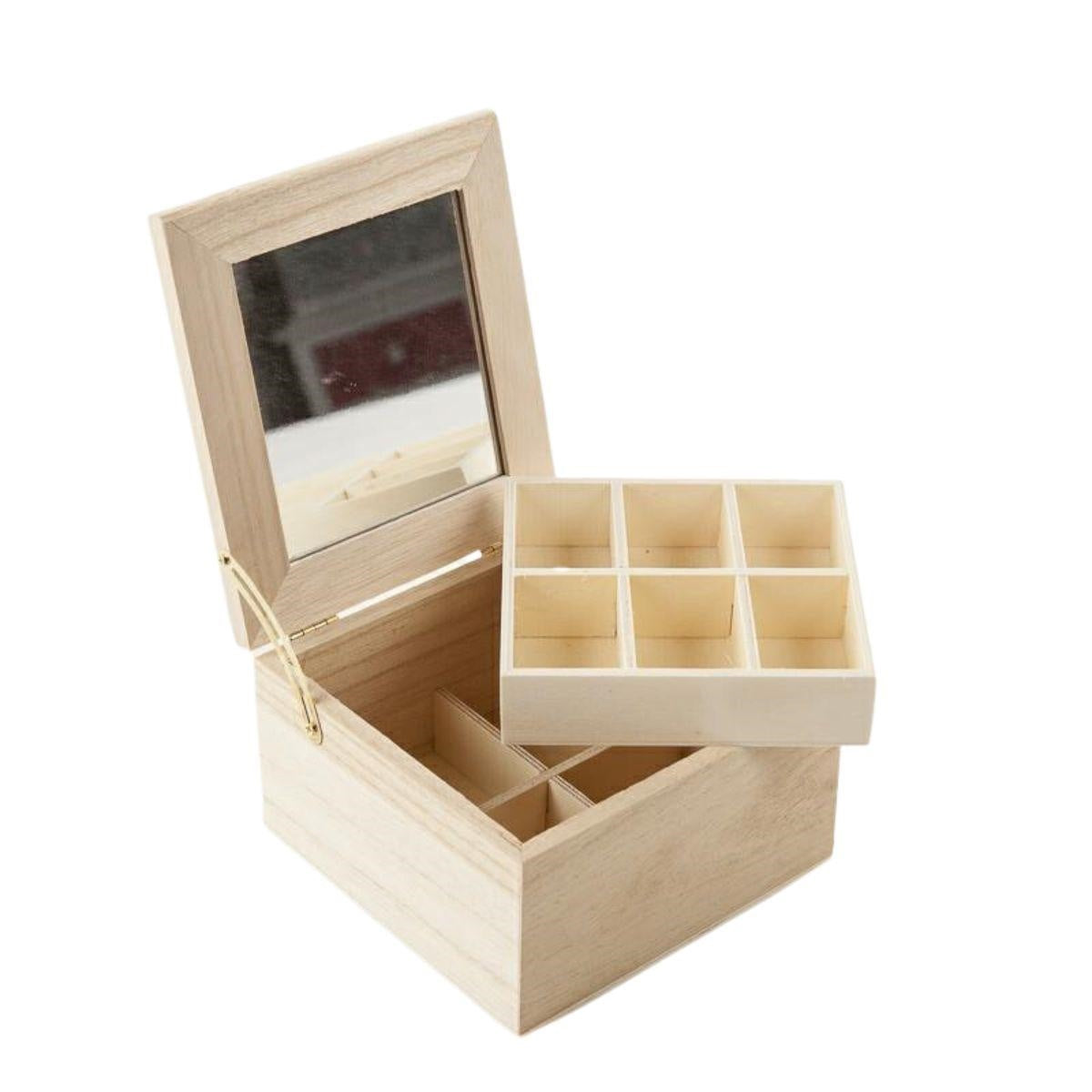 Scatola portagioie per decoupage con specchio, 14H13 cm (kit da 5)