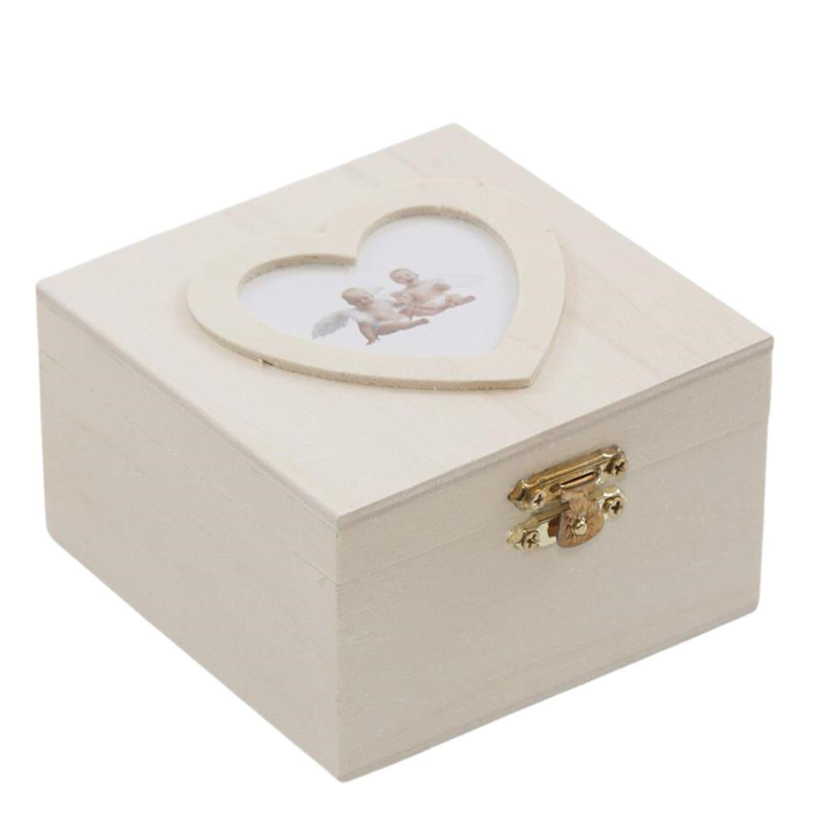 Scatola in legno con portafoto, 10x10x6 cm (kit da 10)