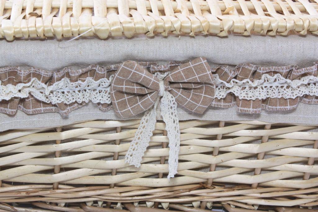 Scatole in vimini con fodera, set da 3, 42x33H20 cm