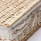 Scatole in vimini con fodera, set da 3, 42x33H20 cm