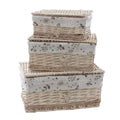 Scatole in vimini foderate, set di 3, 42x33x20 cm
