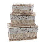 Scatole in vimini foderate, set di 3, 42x33x20 cm