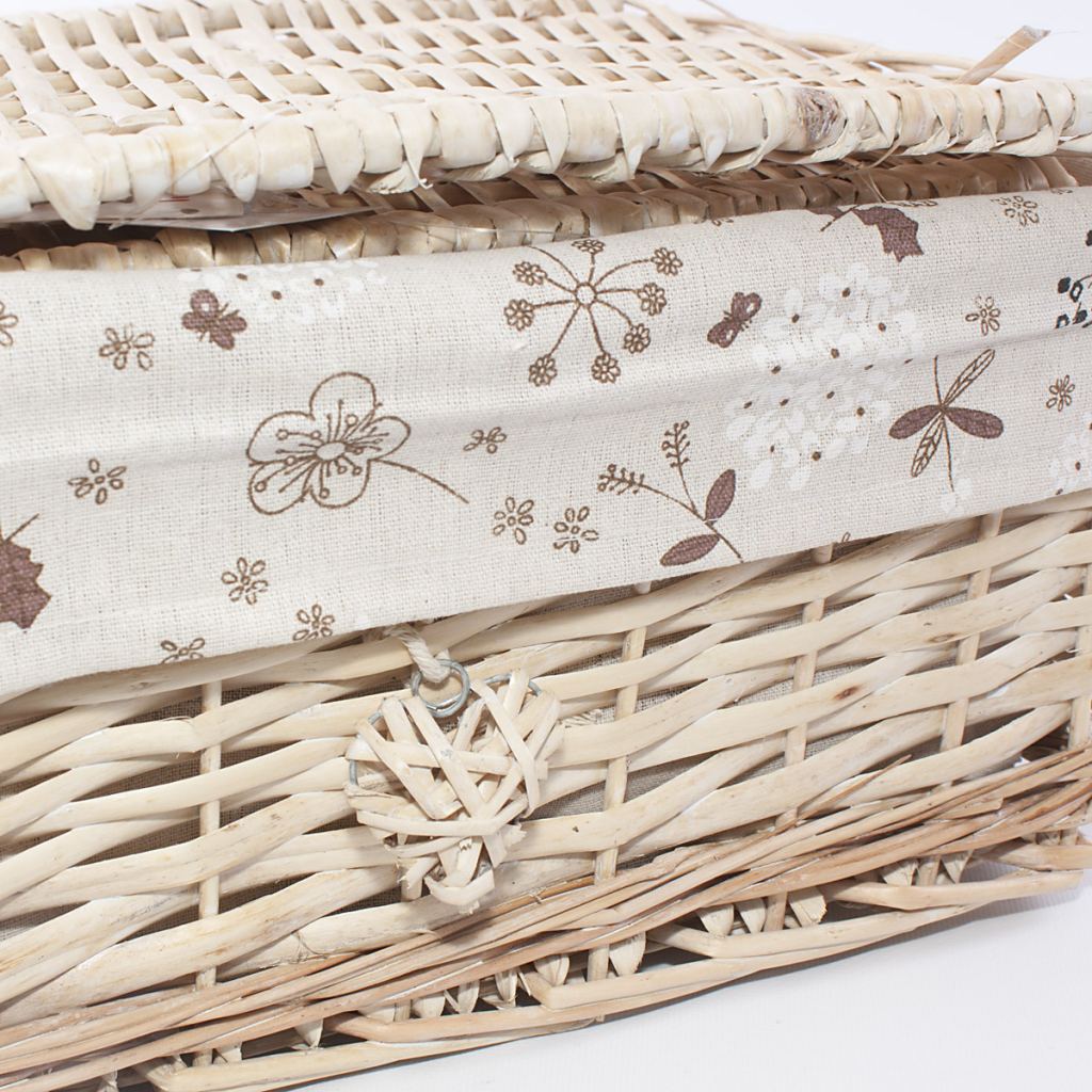 Scatole in vimini foderate, set di 3, 42x33x20 cm
