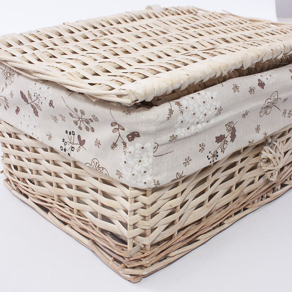 Scatole in vimini foderate, set di 3, 42x33x20 cm