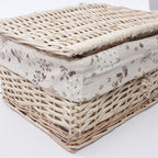Scatole in vimini foderate, set di 3, 42x33x20 cm