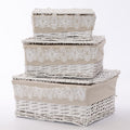 Scatola in vimini con fodera, 47x35H18 cm, set di 3
