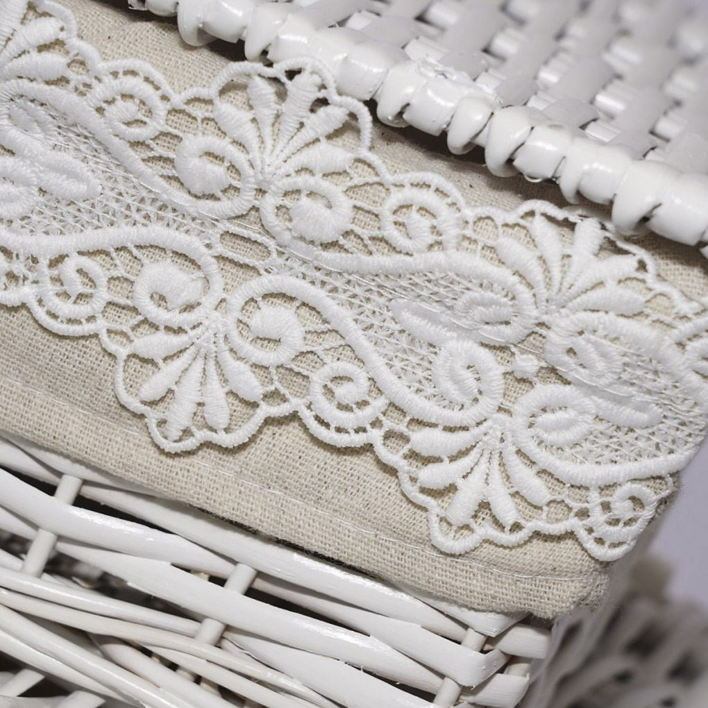 Scatola in vimini con fodera, 47x35H18 cm, set di 3