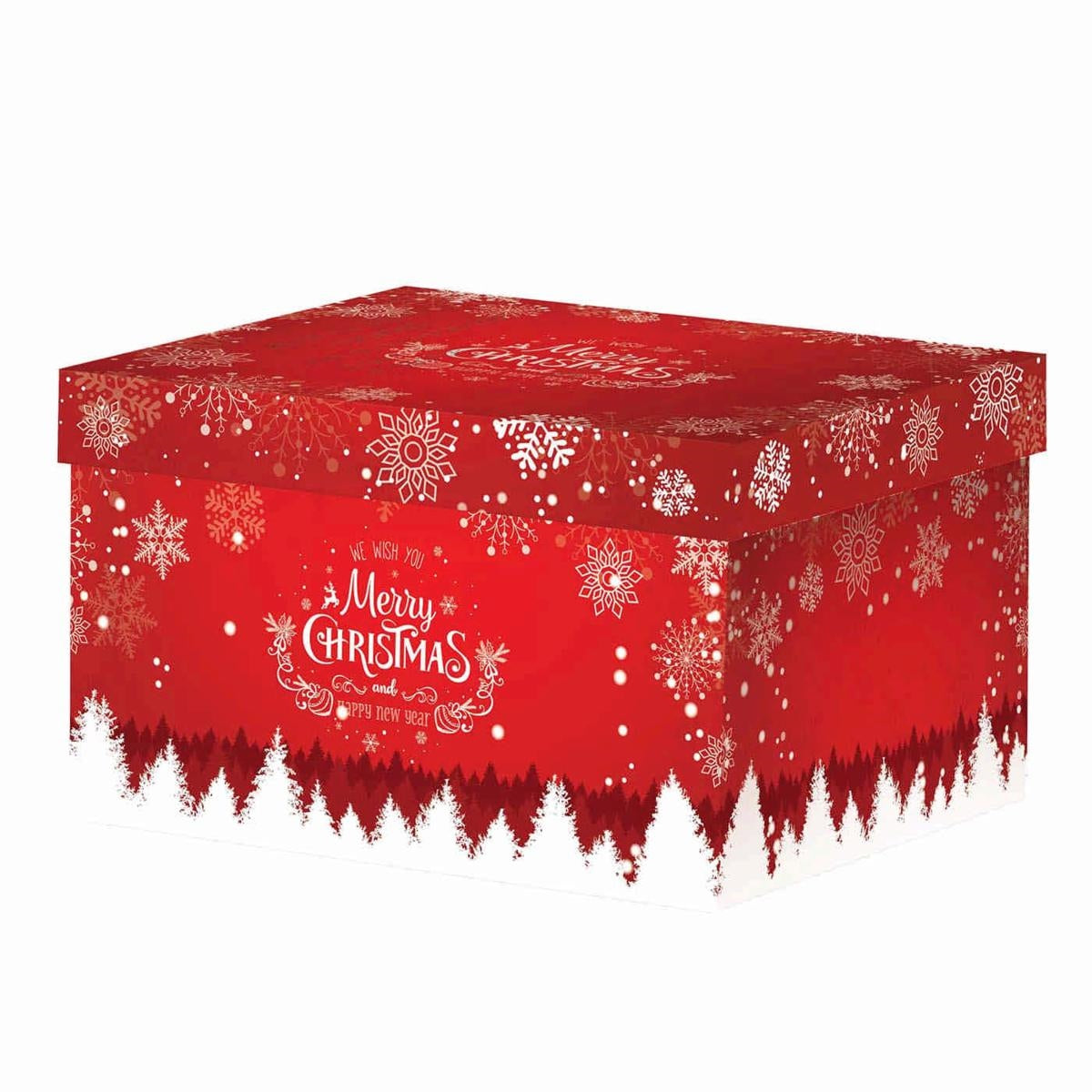 Scatola rossa in cartone con coperchio, 38,5x30x22 cm