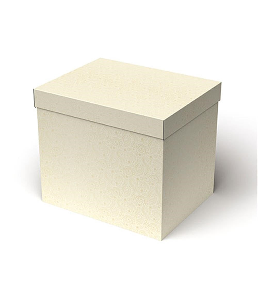 Scatola in cartone avorio a fiori con coperchio, 38,5x30x33 cm (kit da 3)