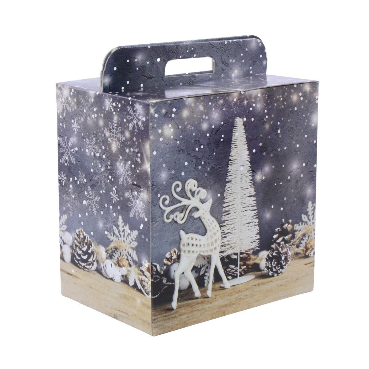 Scatola in cartone con renne, 33x24H34 cm (kit da 10)