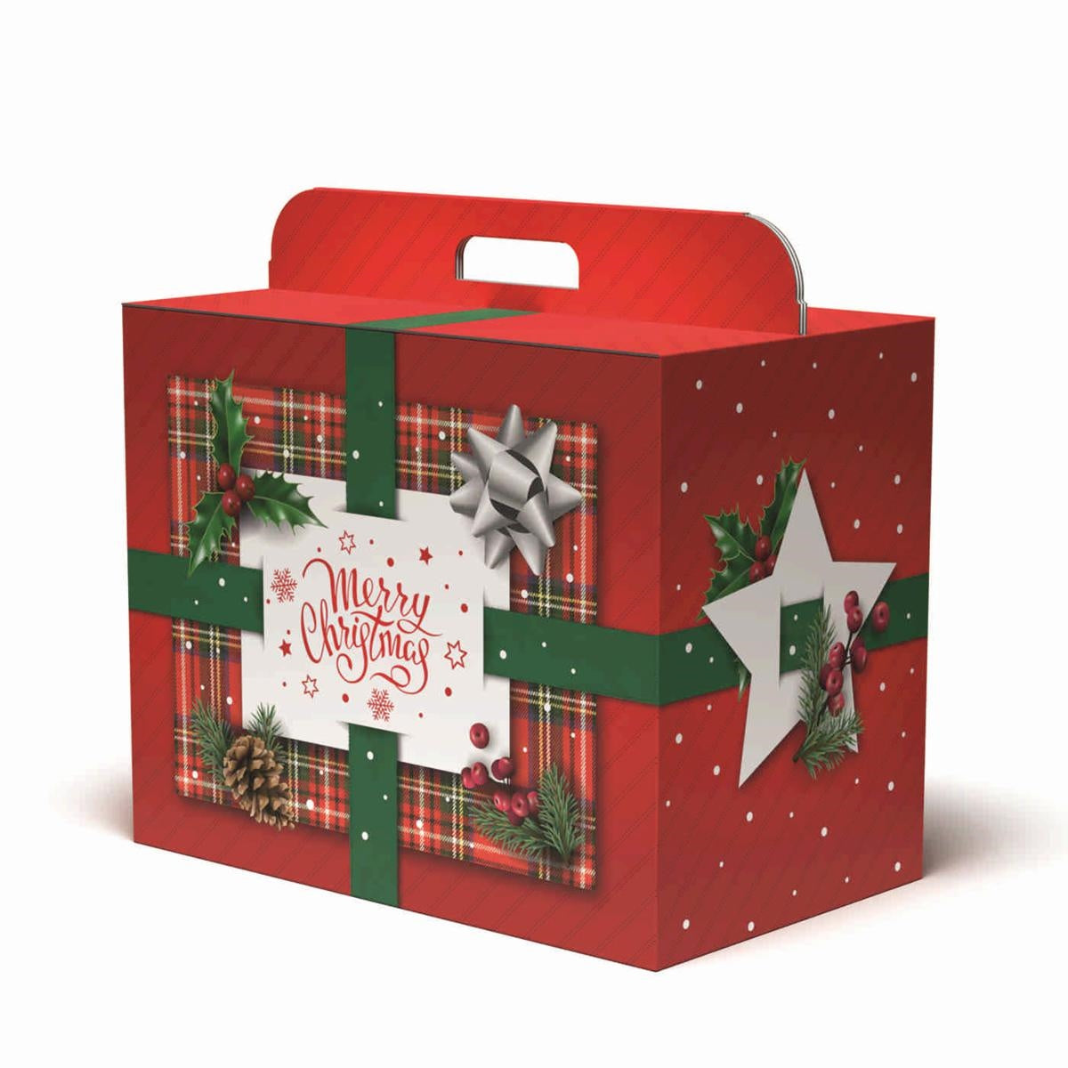 Scatola in cartone a stampa scozzese, 43x26H34 cm (kit da 5)