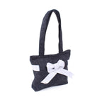 Borsa da donna in feltro grigio scuro con fiocco chiaro