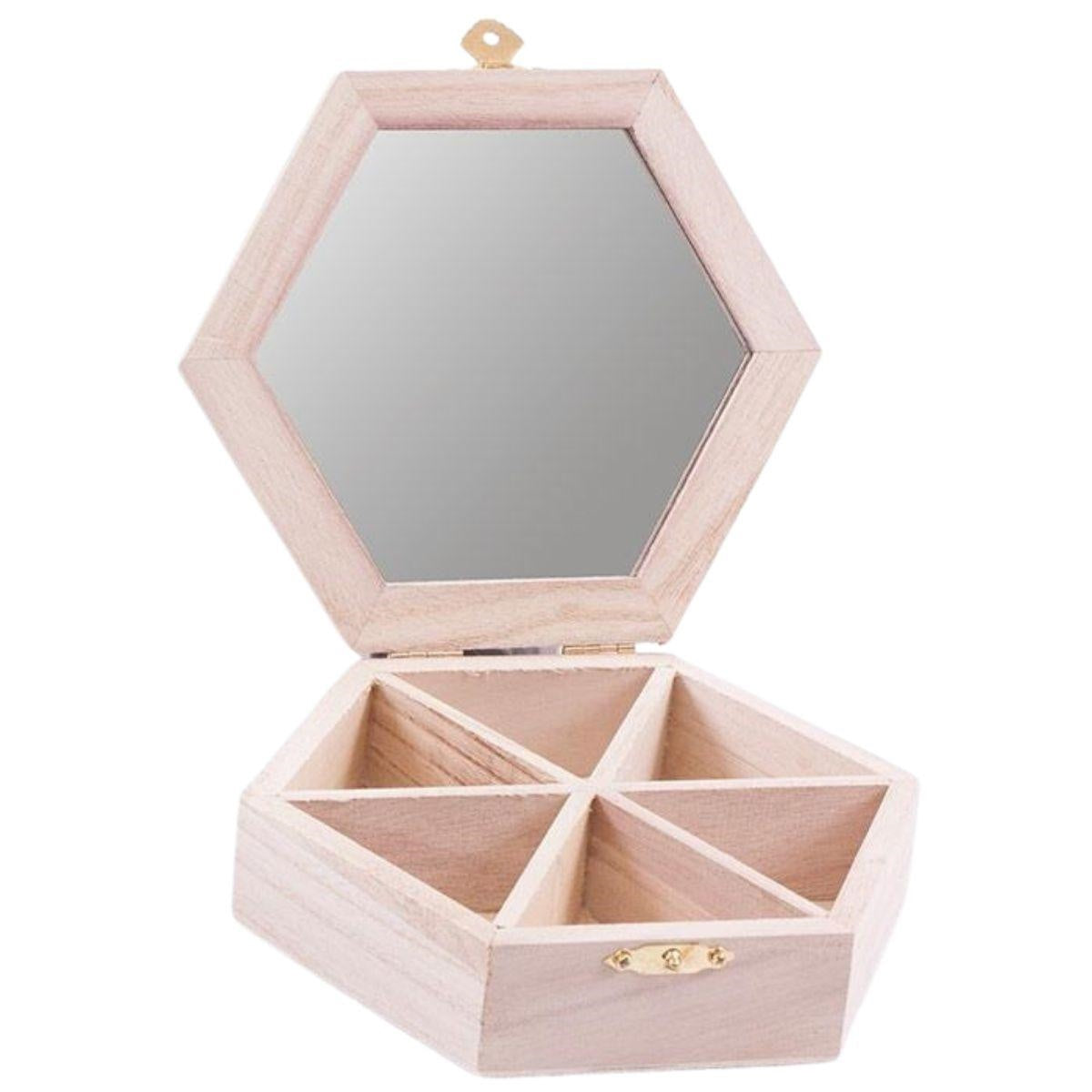 Scatola esagonale con specchio, Ø16 cm (kit da 5)