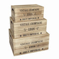Scatole in legno di paulownia brunito, set da 3, 40x30x20 cm