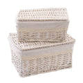Scatole in vimini con fodera, set da 2, 35x25x20 cm