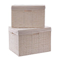 Scatole bianche in fibra naturale con coperchio, set da 2, 41x30H28 cm