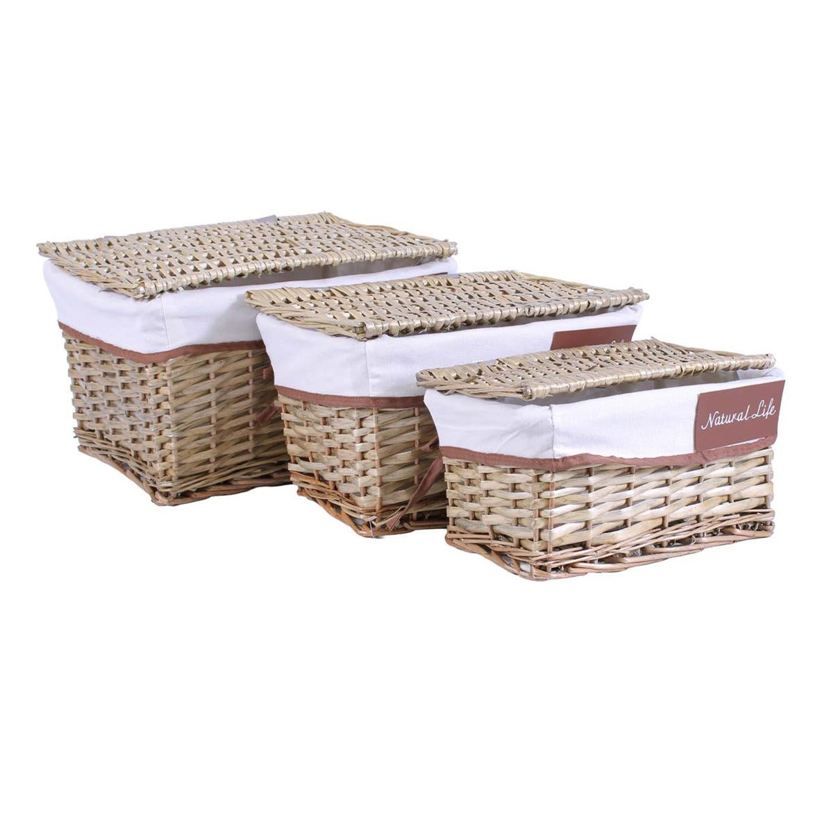 Bauletto vimini fodera natural life, 38x29x22 cm