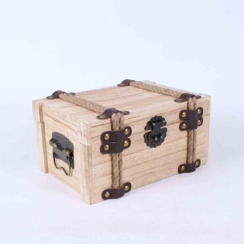 Baule abete sbiancato e corda, 30x20x15 cm