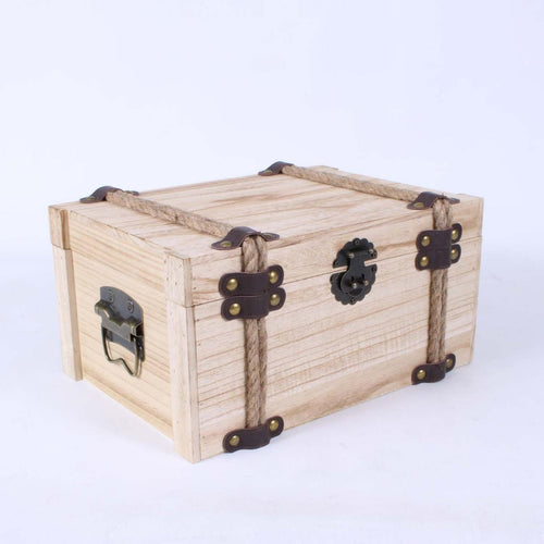 Baule abete sbiancato e corda, 36x25x18 cm
