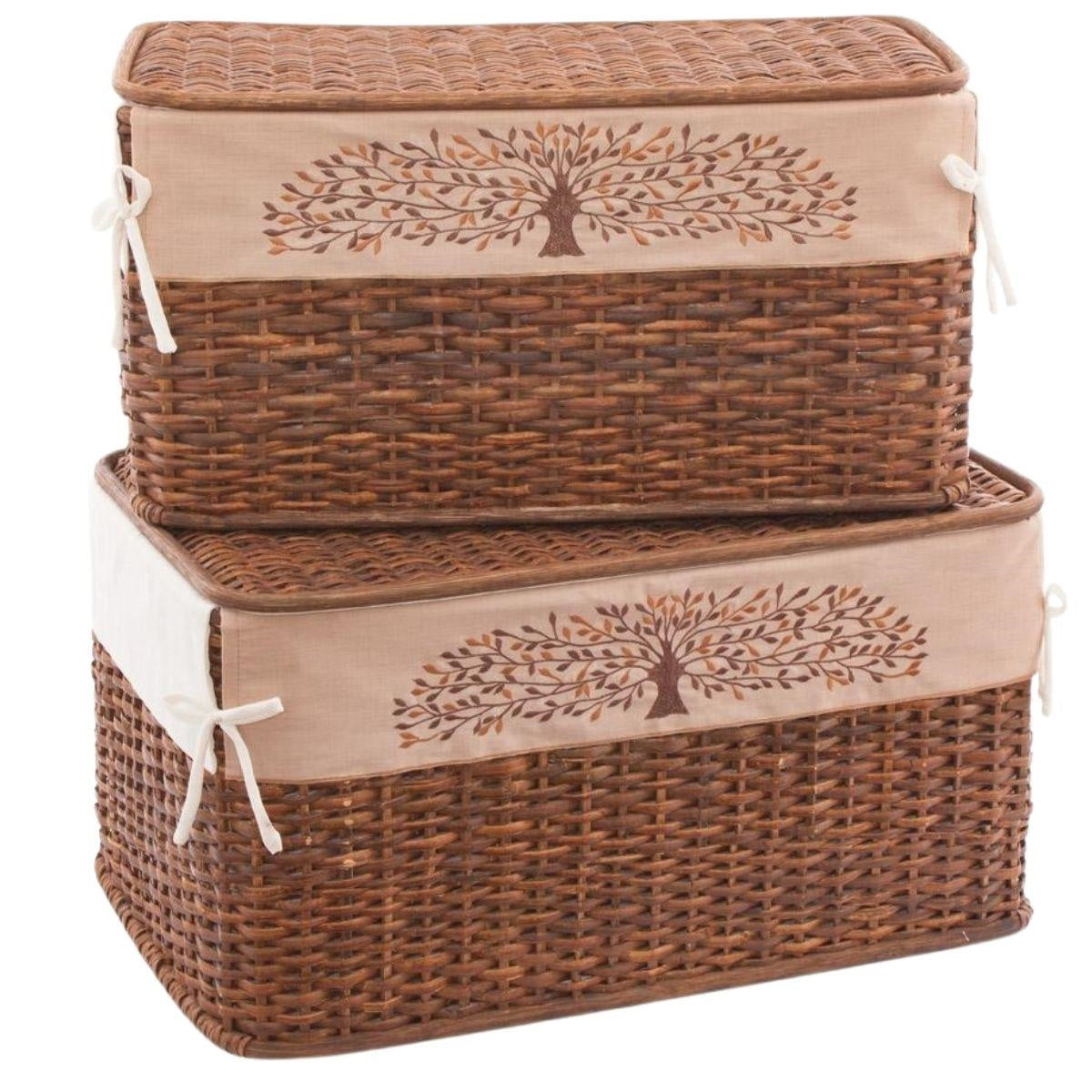 Cesta in rattan, 38x28x20 cm, set di 2