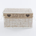 Scatola in rattan sbiancato Love, 28x18x15 cm (kit da 3)