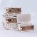 Scatole organizer in rattan Love, set di 3, 38x28x20 cm