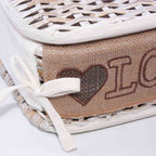Scatole organizer in rattan Love, set di 3, 38x28x20 cm