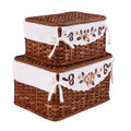 Scatola in rattan foderata, 38x28H20 cm, set di 2