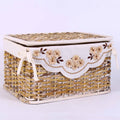 Scatola in rattan sbiancato con fodera, 38x29H22 cm