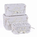Set di 3 scatole in bambù bianco, 38x29H22 cm