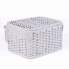 Set di 3 scatole in bambù bianco, 38x29H22 cm