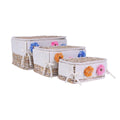 Scatola rattan rettangolare foderato ponpon, 38x29x22 cm