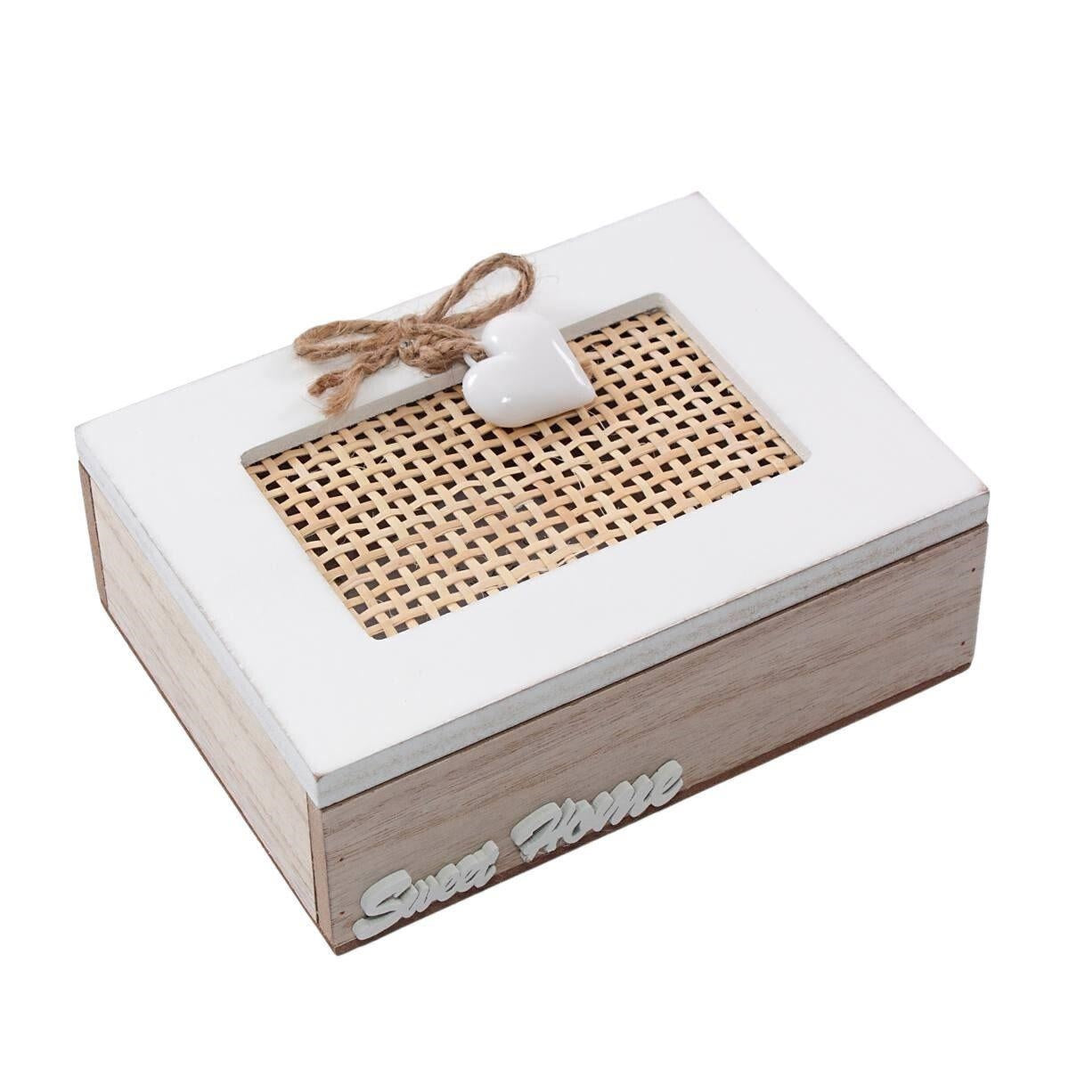 Scatola in abete e rattan Sweet Home, 15x11H7 cm (kit da 5)