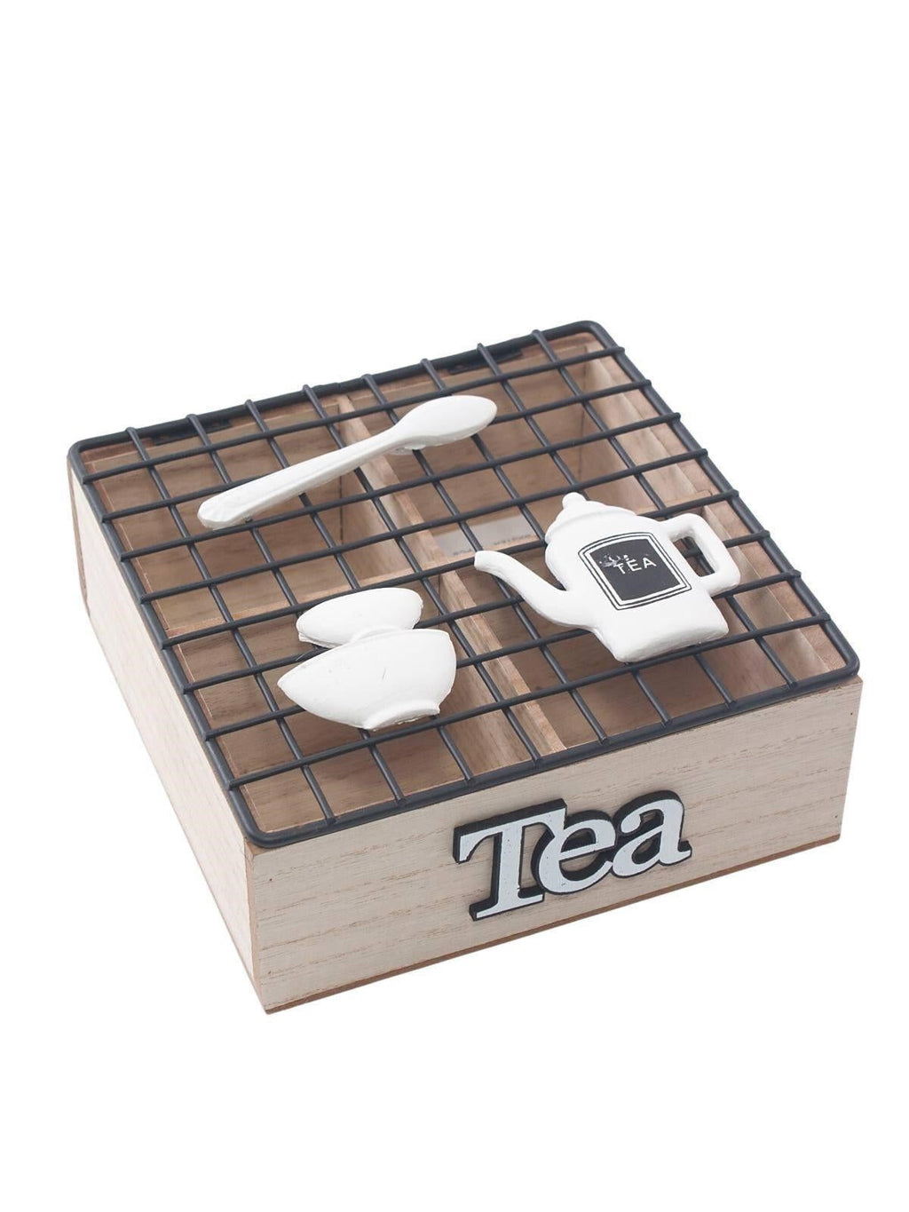 Scatola in abete e metallo "Tea", 17X17H8 cm (kit da 3)
