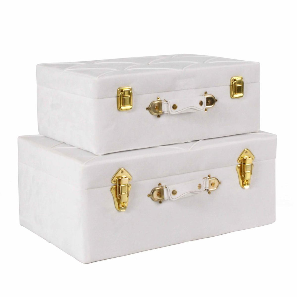 Valigia in velluto bianco, set di 2, 50x30H20 cm