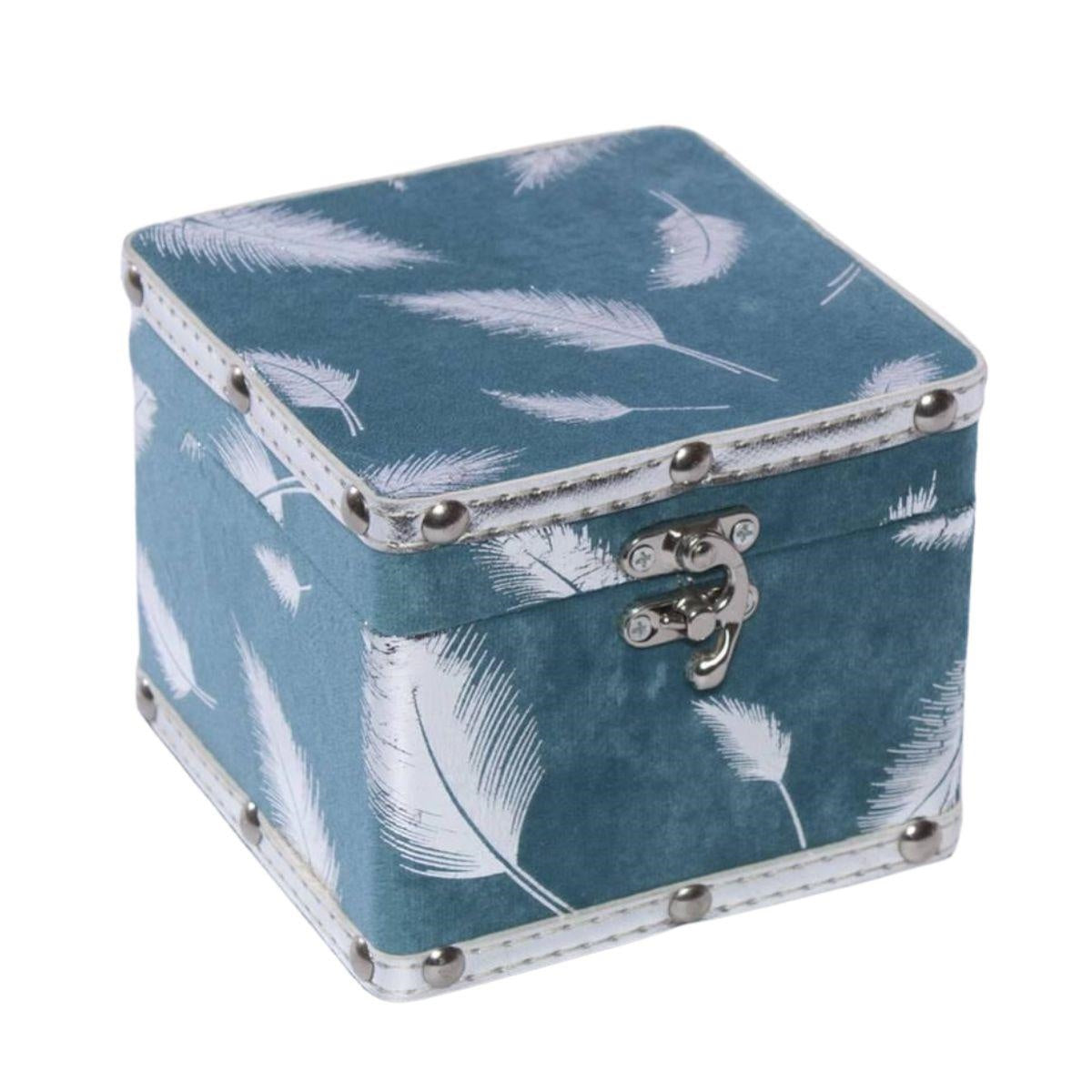 Scatola blu rivestita velluto, 12x12x10 cm