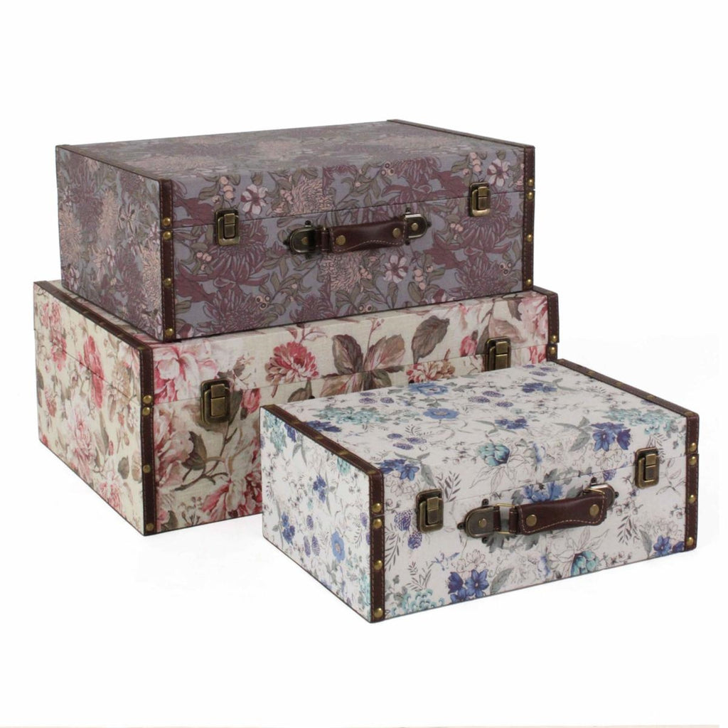 Valigia in fantasia floreale, 53x20x38 cm, set di 3