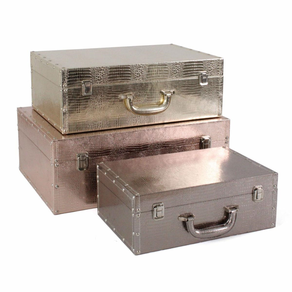 Valigie in mdf e PU, set da 3, 53x20H38 cm