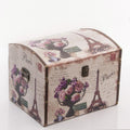 Bauletto in mdf con decoro fiori ed Eiffel, 40x30H30 cm