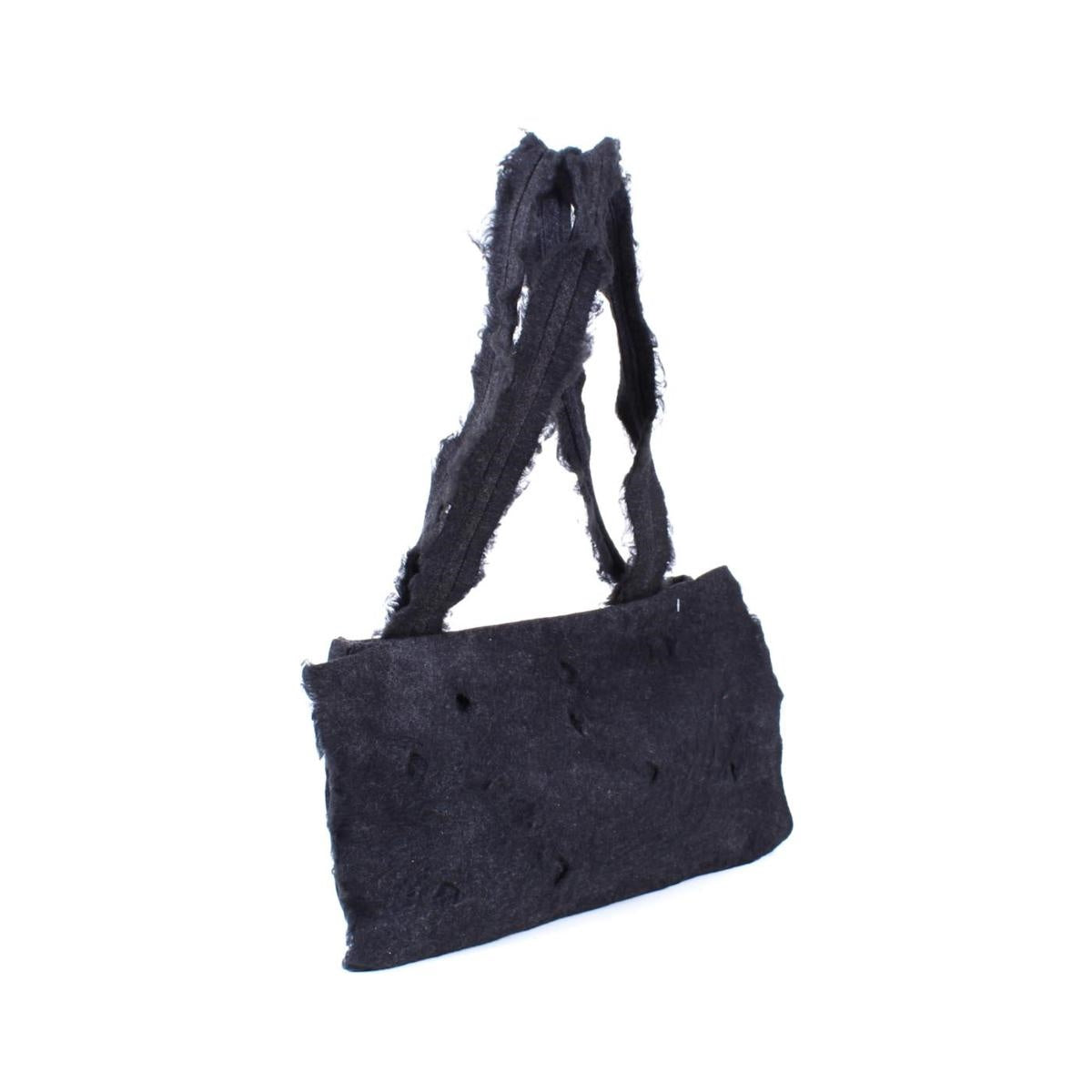 Borsa da donna in feltro nero effetto peloso con zip