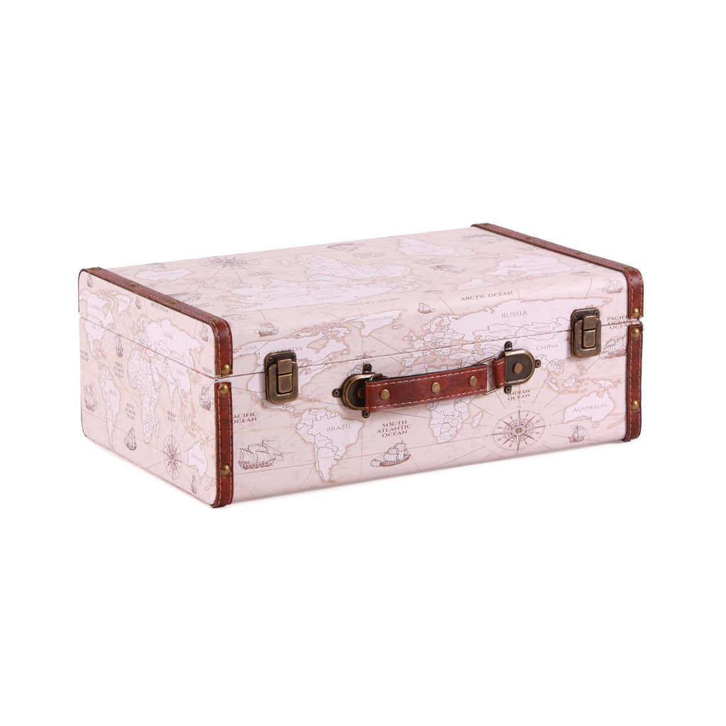 Valigie in compensato con stampa planisfero, set di 3, 45x30x17 cm