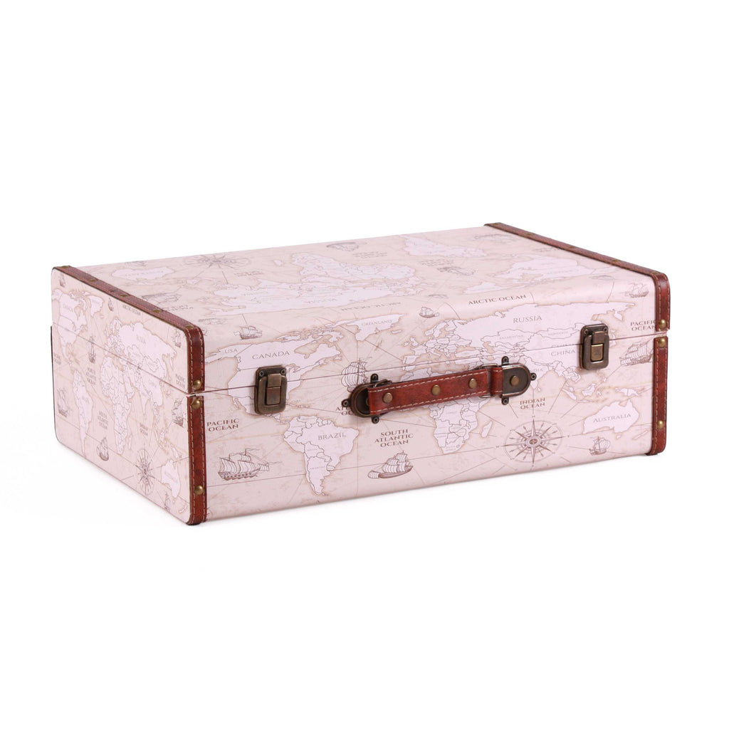 Valigie in compensato con stampa planisfero, set di 3, 45x30x17 cm