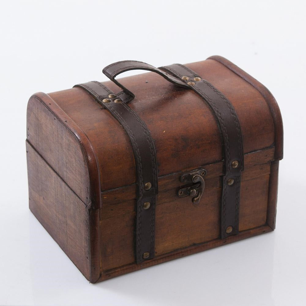 Baule cofanetto in legno marrone, 20x15x15 cm (kit da 3)