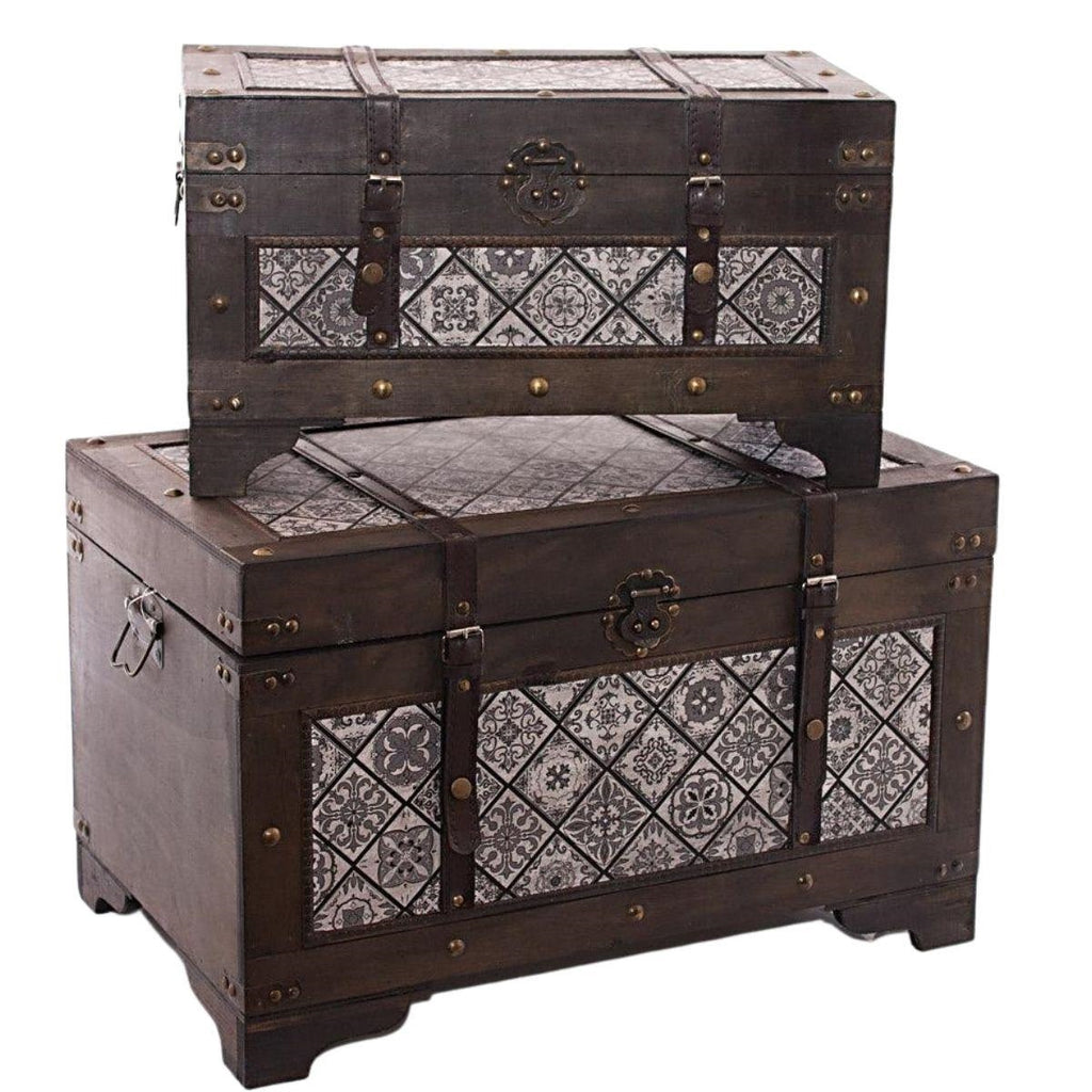 Baule in legno, set di 2, 58x36H36 cm